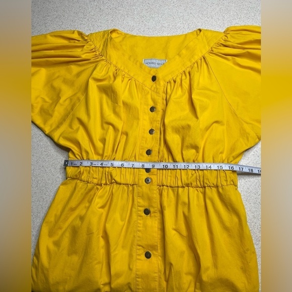 Howard Wolf Yellow Tea Length Dress Button Front Vintage Size 8 - Picture 9 of 13